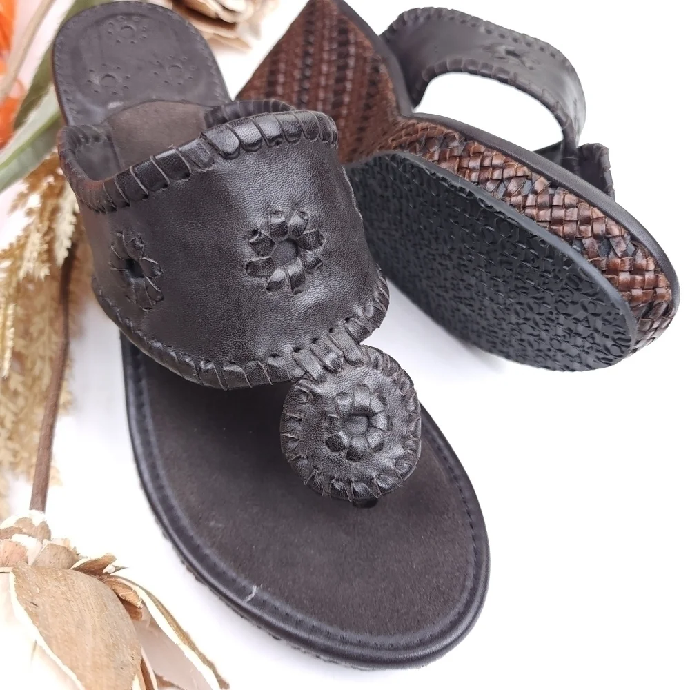 Jack Rogers Brown Leather Wedges Sz 6½m